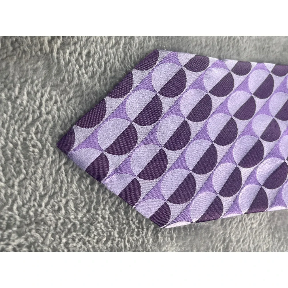Bachrach Silk Tie Made in Italy Purple Patterned Geometric Men's‎ Necktie